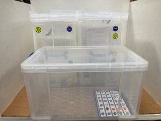 QTY OF ASSORTED PLASTIC STORAGE BOXES WITH LIDS: LOCATION - F11