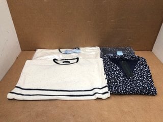 2 X BLUE VANILLA STRIPE KNIT JUMPERS IN CREAM/BLACK- UK SIZE M/L TO INCLUDE 2 X BLUE VANILLA SHIRRED WAIST DRESSES IN MULTI-UK SIZE L: LOCATION - F7