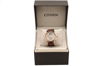 CITIZEN E680-R013726 CHRONOGRAPH ECO-DRIVE MENS WATCH WITH LEATHER STRAP - RRP £370: LOCATION - BOOTH