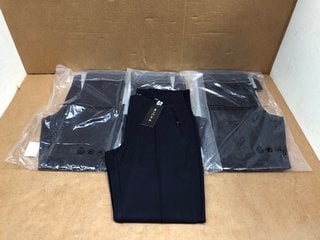 4 X PAIRS OF MICH LADIES STRETCH STRAIGHT LEG TROUSERS IN NAVY- UK SIZE 10: LOCATION - F5