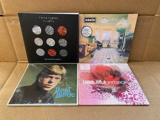 4 X ASSORTED VINYL ALBUMS TO INCLUDE OASIS "DEFINITELY MAYBE": LOCATION - F3