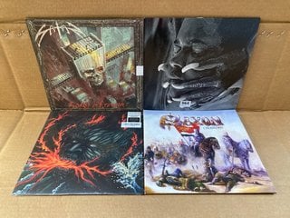 4 X ASSORTED VINYL ALBUMS TO INCLUDE SATAN "SONGS IN CRIMSON": LOCATION - F2