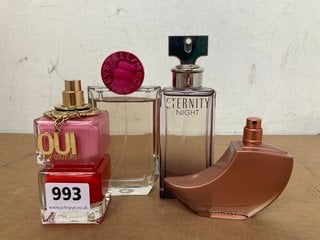 4 X ASSORTED LADIES PERFUMES TO INCLUDE OUI JUICY COUTURE 100ML EAU DE PARFUM: LOCATION - E1