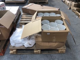 PALLET OF ASSORTED ITEMS TO INCLUDE TIN WHITE GLAZE 25KG: LOCATION - A6