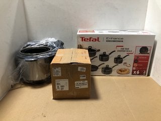 3 X ASSORTED KITCHEN ITEMS TO INCLUDE TEFAL ENHANCE PAN SET: LOCATION - AR8