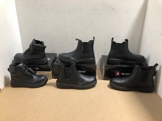 3 X BLACKROCK SAFETY BOOTS IN BLACK UK SIZE 9 TO INCLUDE DEFENDER SAFETY BOOTS IN BLACK UK SIZE 5: LOCATION - AR8