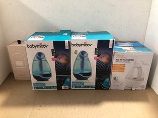 4 X ASSORTED ITEMS TO INCLUDE BABYMOOV HYGRO+ WHISPER QUIET AND PROGRAMMABLE HUMIDIFIER: LOCATION - BR10