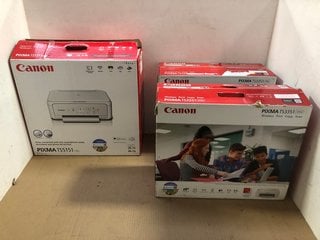 3 X ASSORTED PRINTERS TO INCLUDE CANON PIXMA TS3351 PRINTERS IN WHITE: LOCATION - BR11