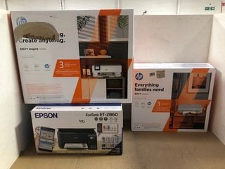 3 X ASSORTED PRINTERS TO INCLUDE EPSON ECOTANK ET-2860 PRINTER: LOCATION - BR11