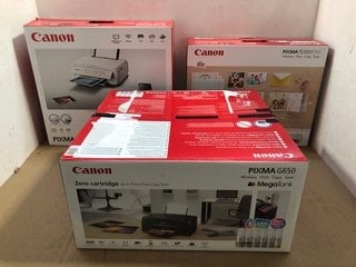 3 X ASSORTED CANON PRINTERS TO INCLUDE CANON PIXMA TS5151 PRINTER IN WHITE: LOCATION - BR11