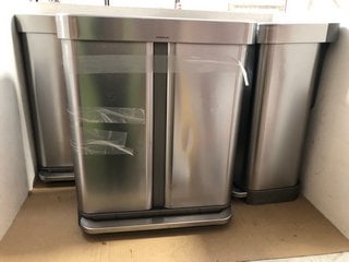 3 X SIMPLEHUMAN DUAL COMPARTMENT PEDAL BINS IN STAINLESS STEEL: LOCATION - BR11