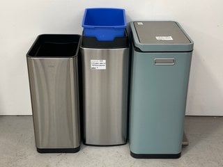 3 X ASSORTED STAINLESS STEEL BINS TO INCLUDE EKO DELUXE PHANTOM SENSOR BIN: LOCATION - BR13