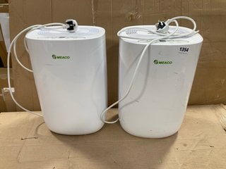 2 X MEACO MEACODRY ABC DEHUMIDIFIERS 10L IN WHITE: LOCATION - BR13