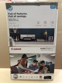 CANON PIXMA TS3350 WIRELESS 3 IN 1 PRINTER IN BLACK TO ALSO INCLUDE HP SMART TANK 7005 WIRELESS ALL IN ONE PRINTER: LOCATION - AR17