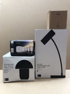 4 X ASSORTED HOUSEHOLD ITEMS TO INCLUDE JOHN LEWIS & PARTNERS MUSHROOM LED TOUCH TABLE LAMP: LOCATION - AR17