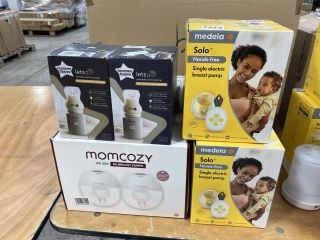 QTY OF ASSORTED BABY CARE ITEMS TO INCLUDE MEDELA SOLO HAND FREES BREAST PUMP: LOCATION - A6T