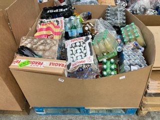 PALLET OF ASSORTED DRINKS TO INCLUDE RED BULL SUGAR FREE CANS ( B.B DATE 13.5.2025 ): LOCATION - B8 (KERBSIDE PALLET DELIVERY)