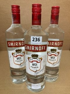 3 X SMIRNOFF NO 21 VODKA 37.5 % VOL 1L (WE OPERATE A CHALLENGE 25 POLICY. 18+ ID MAY BE REQUIRED UPON COLLECTION/DELIVERY, E.G. A VALID PASSPORT OR PHOTO DRIVING LICENCE): LOCATION - BR15