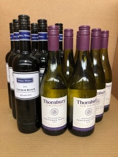 12 X ASSORTED BOTTLE WINE TO INCLUDE THORNBURY SAUVIGNON BLANC 12% VOL 75CL (WE OPERATE A CHALLENGE 25 POLICY. 18+ ID MAY BE REQUIRED UPON COLLECTION/DELIVERY, E.G. A VALID PASSPORT OR PHOTO DRIVING