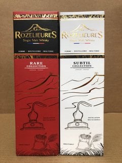 ROZELIEURES SINGLE MALT WHISKEY SUBTIL COLLECTION 40% VOL 70 CL TO INCLUDE ROZELIEURES SINGLE MALT WHISKEY RARE COLLECTION 40% VOL 70 CL (WE OPERATE A CHALLENGE 25 POLICY. 18+ ID MAY BE REQUIRED UPON