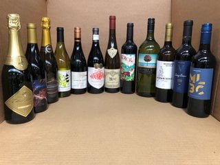 12 X ASSORTED BOTTLES WINES TO INCLUDE SUNDAY BAY SAUVIGNON BLANC 12.5% VOL 150ML (WE OPERATE A CHALLENGE 25 POLICY. 18+ ID MAY BE REQUIRED UPON COLLECTION/DELIVERY, E.G. A VALID PASSPORT OR PHOTO DR