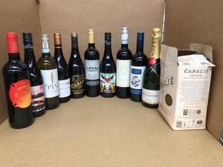 12 X ASSORTED BOTTLES OF WINE TO INCLUDE FIOROSO NERO D'AVOLA 13% VOL 75CL (WE OPERATE A CHALLENGE 25 POLICY. 18+ ID MAY BE REQUIRED UPON COLLECTION/DELIVERY, E.G. A VALID PASSPORT OR PHOTO DRIVING L