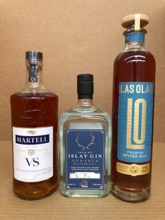 3 X BOTTLES OF SPIRITS, TO INCLUDE MARTELL VS COGNAC 70CL 40%ABV: LOCATION - BR17