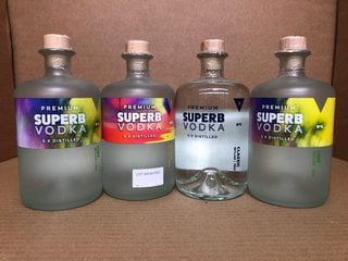 4 X BOTTLES OF ASSORTED VODKA TO INCLUDE SUPERB CLASSIC PREMIUM VODKA 70CL 42% VOL: LOCATION - BR17