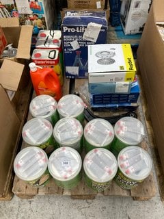 (COLLECTION ONLY) PALLET OF ASSORTED ITEMS TO INCLUDE BIG BOY BODY FILLER TUBS: LOCATION - B6