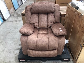 FAUX LEATHER BROWN RECLINING ARM CHAIR: LOCATION - B2