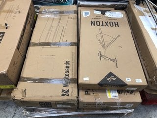 PALLET OF ASSORTED FLAT PACK ITEMS TO INCLUDE HOXTON TRIPOD TV STAND: LOCATION - B3 (KERBSIDE PALLET DELIVERY)