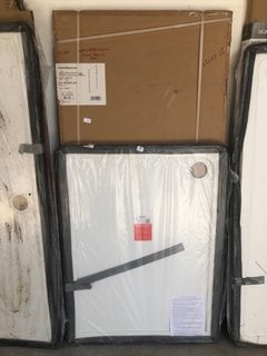 (COLLECTION ONLY) CLEAR GLASS SILVER FRAMED 900 X 1850 X 6MM PIVOT SHOWER DOOR WITH A PEARLSTONE 1200 X 900MM SHOWER TRAY - RRP £875: LOCATION - B1