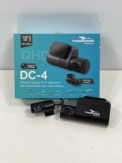 TRAKM8 ROADHAWK DC-4 DASH CAMERA IN BLACK. (WITH BOX, FRONT & REVERSE CAMERAS, USB POWER CABLE, CAR POWER ADAPTER & 128GB SD CARD) [JPTM125389]