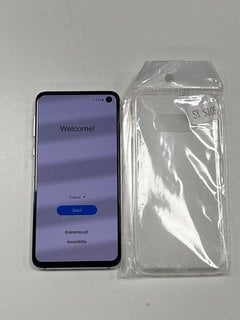 SAMSUNG GALAXY S10E 128 GB SMARTPHONE IN PRISM WHITE: MODEL NO SM-G970U1 (WITH CASE & SCREEN PROTECTOR). NETWORK UNLOCKED [JPTM125584]