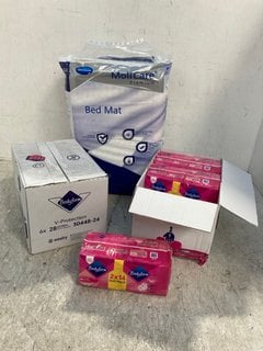 HARTMANN MOLICARE PREMIUM INCONTINANCE PANTS TO INCLUDE 2 X BOXES OF BODY FORM PROTECTION SANITARY PADS WITH WINGS: LOCATION - E6