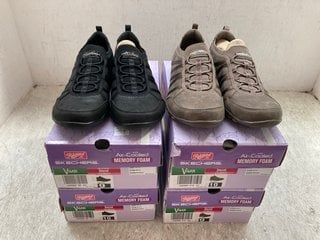 4 X SKECHERS RELAXED FIT MEMORY FOAM WALKING SHOES IN BLACK AND DARK BROWN SIZE: 6 AND 7: LOCATION - H7