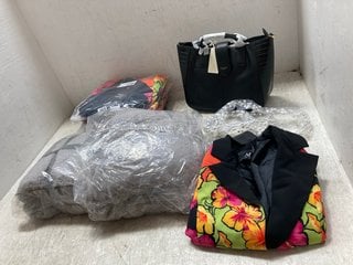 QTY OF ASSORTED WOMENS CLOTHING AND ITEMS TO INCLUDE RADLEY LEATHER MEDIUM ZIP BAG IN BLACK: LOCATION - H8