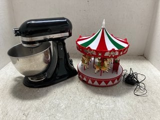 LARGE CAROUSEL CHRISTMAS PLUG DECORATION TO INCLUDE KITCHEN AID ARTISAN STAND MIXER IN BLACK - RRP £409: LOCATION - H8