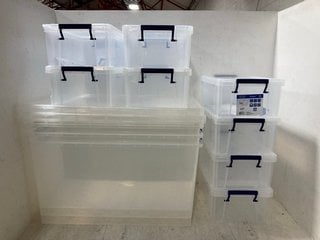 3 X ASSORTED PACKS OF PLASTIC STORAGE BOXES: LOCATION - H15