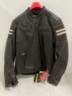 SEGURA BLOUSON FUNKY LEATHER MOTORCYCLE JACKET IN DARK BROWN SIZE: 2XL - RRP £292: LOCATION - E1