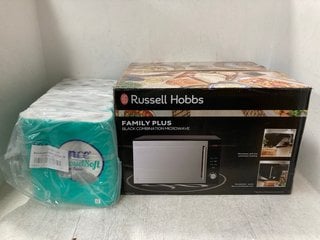 MULTIPACK OF ELEGANCE TOILET ROLLS TO INCLUDE RUSSELL HOBBS FAMILY PLUS BLACK COMBINATION MICROWAVE: LOCATION - H18