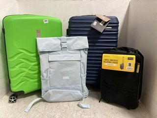 4 X ASSORTED LUGGAGE ITEMS TO INCLUDE RONCADO MEDIUM SIZED HARDSHELL TRAVEL SUITCASE IN GREEN: LOCATION - G15