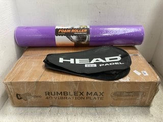 3 X ASSORTED ITEMS TO INCLUDE MAXIMO FITNESS MUSCLE FOAM ROLLER IN LIGHT PURPLE: LOCATION - G13