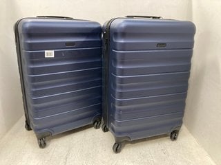 2 X JOHN LEWIS AND PARTNERS MEDIUM SIZED HARDSHELL TRAVEL SUITCASES IN NAVY: LOCATION - F6