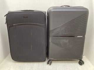 2 X ASSORTED JOHN LEWIS AND PARTNERS SMALL HARD/SOFT SHELL TRAVEL SUITCASES IN BLACK: LOCATION - F6