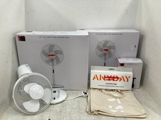 5 X ASSORTED JOHN LEWIS AND PARTNERS HOUSEHOLD ITEMS TO INCLUDE 2 X 16'' 2 IN 1 DESK AND PEDESTAL FANS: LOCATION - F7