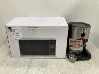 2 X ASSORTED JOHN LEWIS AND PARTNERS KITCHEN APPLIANCES TO INCLUDE STAINLESS STEEL COFFEE MACHINE , 20L MICROWAVE MODEL: JLSMWO08: LOCATION - F7