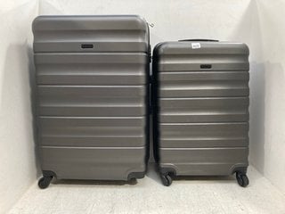 2 X ASSORTED SIZED JOHN LEWIS AND PARTNERS HARDSHELL TRAVEL SUITCASES IN DARK GREY: LOCATION - F7