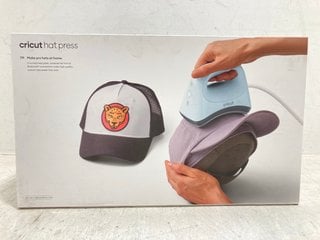 CRICUT HAT PRESS WITH ACCESSORIES - HAT PRESSING FORM , SAFETY BASE , STRONG HEAT RESISTANT TAPE , IRON ON DESIGN - RRP - £149: LOCATION - E0