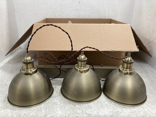 JOHN LEWIS AND PARTNERS 3 LIGHT BALDWIN CEILING LIGHT IN ANTIQUE BRASS - RRP £175: LOCATION - F10